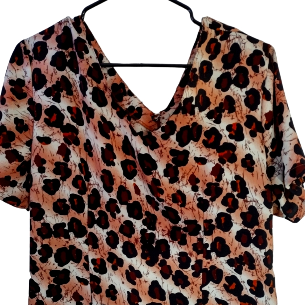 Kam & Co Black/Brown leopard print dress, size 1x.